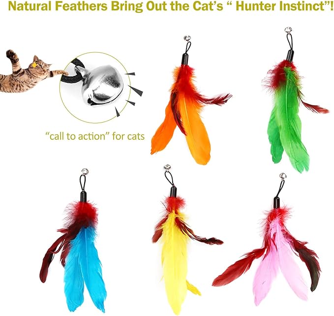 MeoHui 11PCS Cat Feather Toys Refills, Interactive Cat Wand Toy Replacement - Image 4
