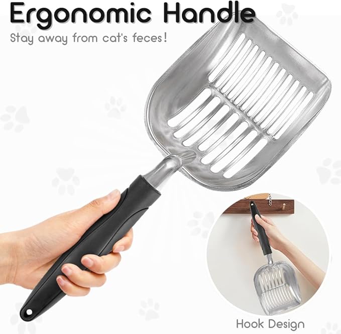 Showvigor Cat Litter Scoop, Metal Cat Scooper, Plastic Handle Scoop, Sifting - Image 4