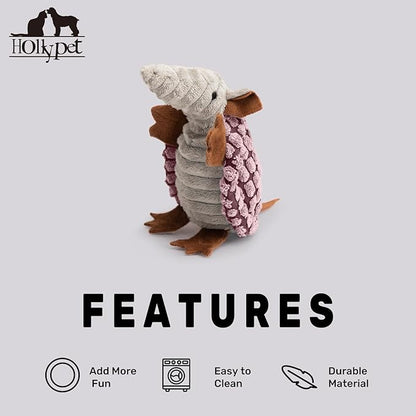 Hollypet Plush Dog Squeaky Toy Stuffed Armadillo Animal Pet Puppy Chew Toys - Image 6