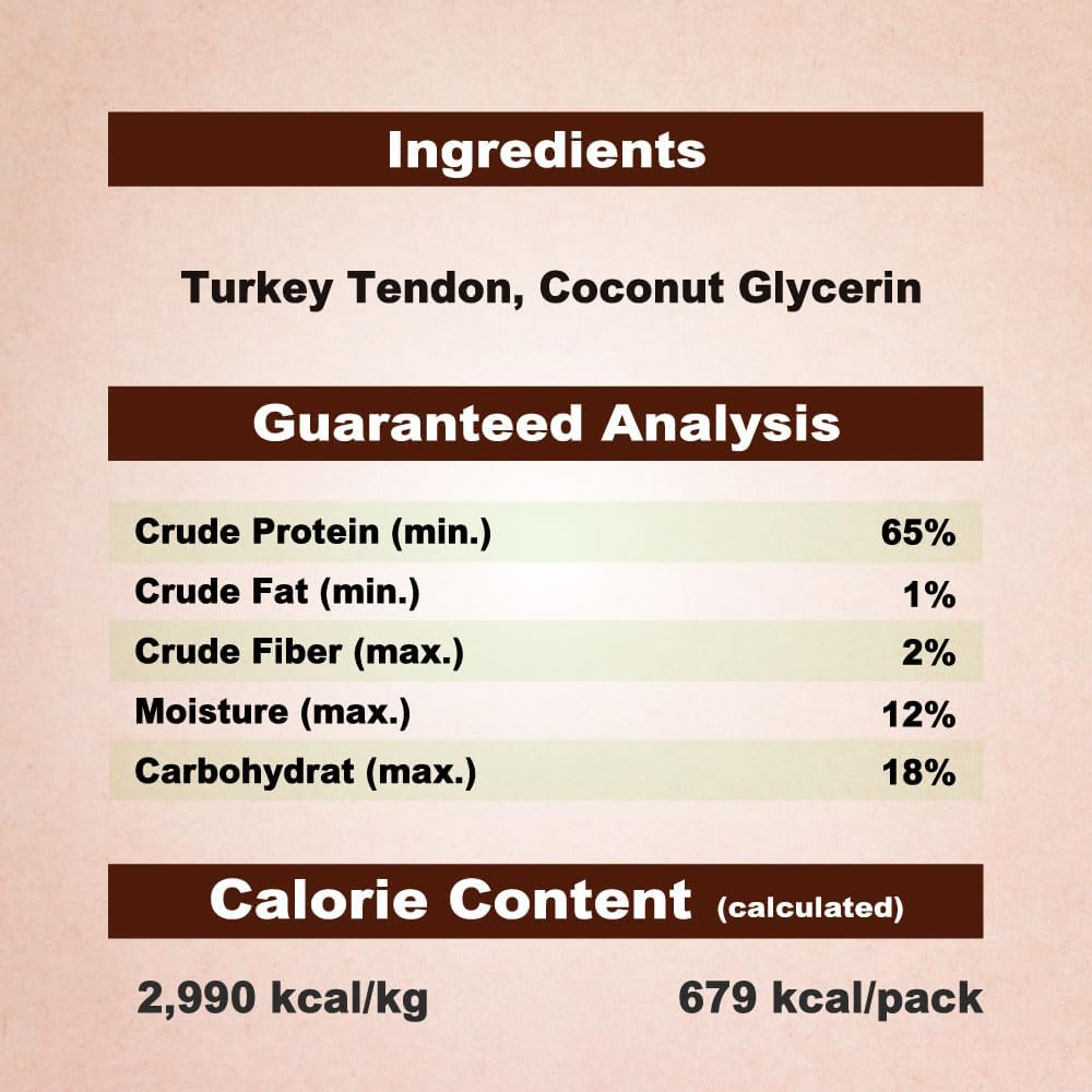 Afreschi Natural Turkey Tendon Rope (S) 8 oz, USA-Sourced Turkey Tendon, All Natural Puppy Chew, Hypoallergenic, Rawhide Alternative, for Small Breeds