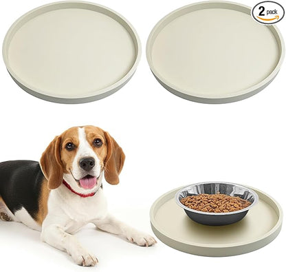 BNOSDM 2 PCS Dog Feeding Mat Brown Silicone Pet Food Mats Waterproof by BNOSDM