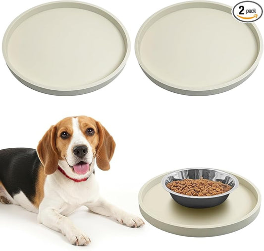 BNOSDM 2 PCS Dog Feeding Mat Brown Silicone Pet Food Mats Waterproof by BNOSDM