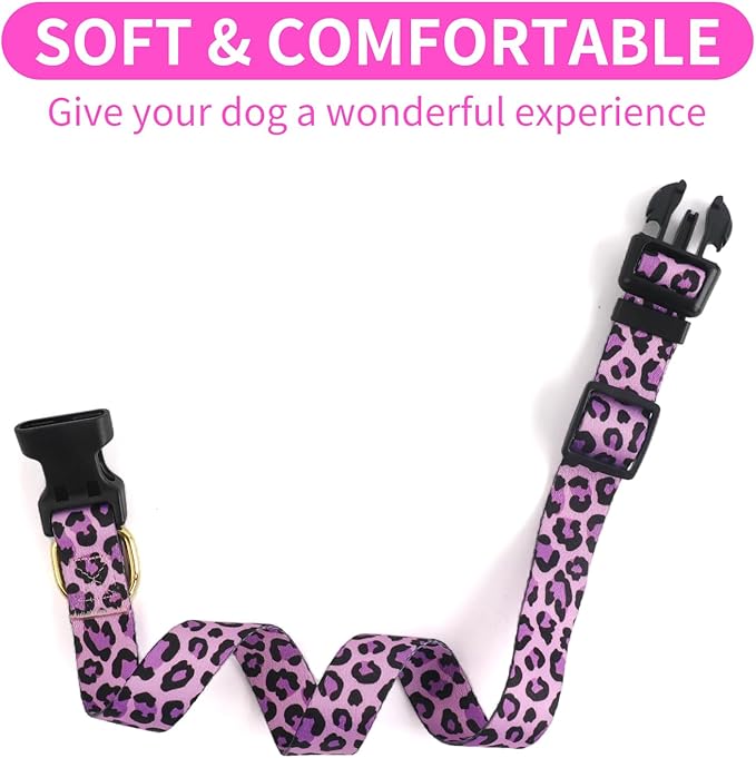 QQPETS Adjustable Soft Dog Collar: Print Flower Pink Multicolor Cute Patterns - Image 4
