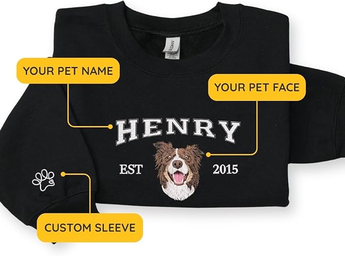 Custom Embroidered Sweatshirt Dog From Real Photo - Image 4