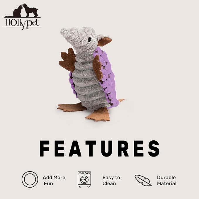 Hollypet Plush Dog Squeaky Toy Stuffed Armadillo Animal Pet Puppy Chew Toys - Image 6