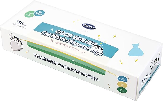 Odor Sealing Waste Disposal Bags M/150 Count Cat Litter Bags Unscented Cat poop by deefre