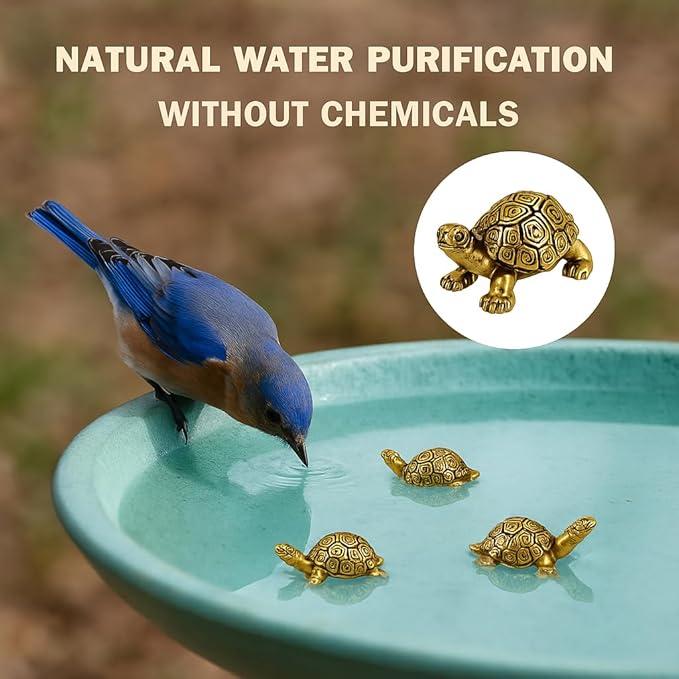 4 Pcs Copper Bird Bath Disk Accessories Decorations, Mini Turtle Birdbath - Image 3