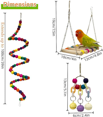 7 Packs Bird Toys for Parakeets, Colorful Parrot Toys - Image 5