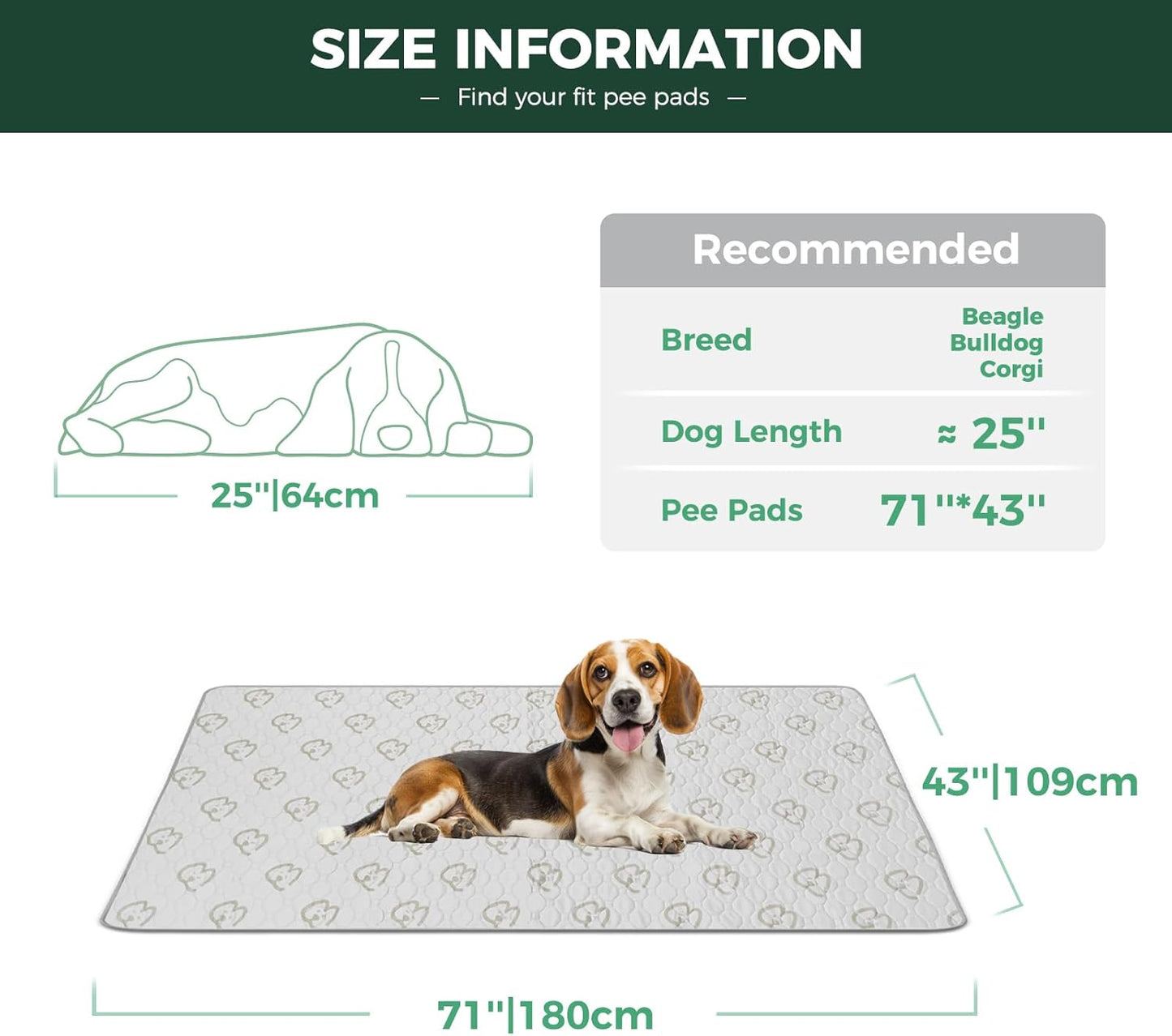 FXW Washable Pee Pads for Dogs, Puppy Pads with Super Absorbent, Specifically Designed for FXW Rollick/Homeplus 32/40/45inch 6 Panels Dog Playpen, 71" × 43" Rectangle, Khaki, 1 Pack