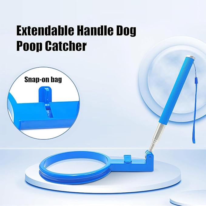 Dog Poop Scooper, 35.4 Inch Retractable Stainless Steel Handle, - Image 2