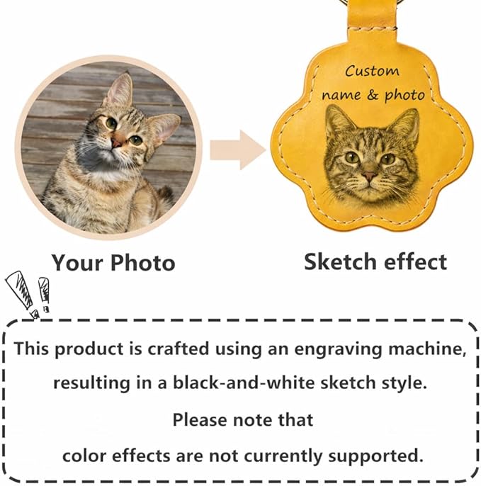 Custom Pet Photo, Paw Shape Leather - Image 2
