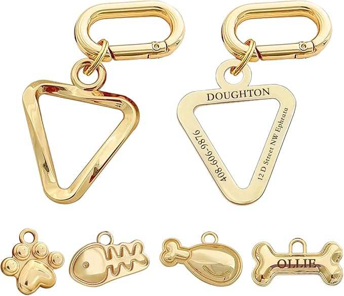 Dogs ID Tags Personalized Double Sided Deep Engraved Cat & Dog Collar Charm by MEMOPAW