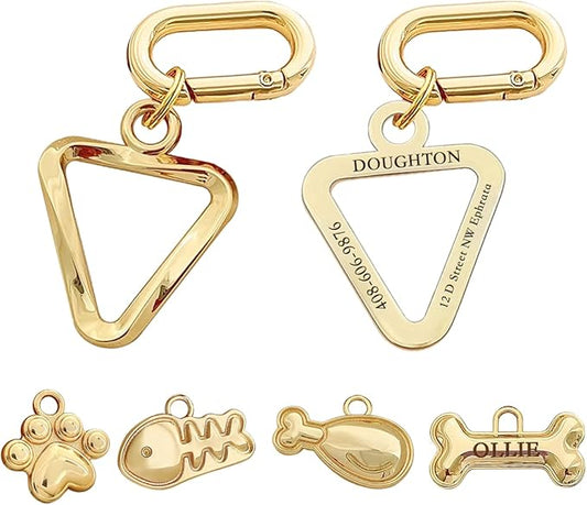 Dogs ID Tags Personalized Double Sided Deep Engraved Cat & Dog Collar Charm by MEMOPAW