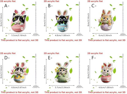 6 Pcs Easter Hanging Ornaments for Tree Bunny Hanging Ornament Mini Colorful - Image 3