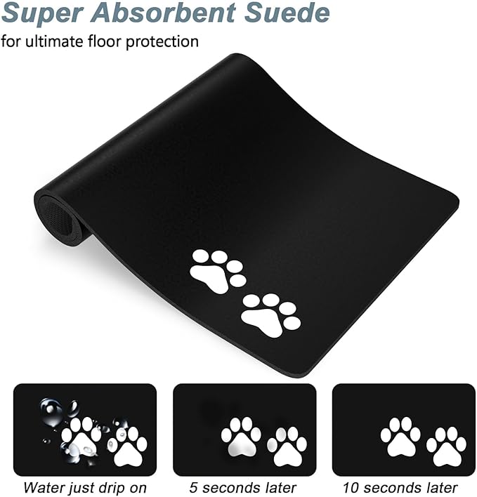 Rnivvi Dog Food Mat, Cute Anti-Slip Rubber Pet Feeding Rug Protect Floors - Image 3