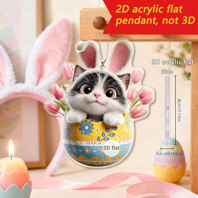 6 Pcs Easter Hanging Ornaments for Tree Bunny Hanging Ornament Mini Colorful - Image 7