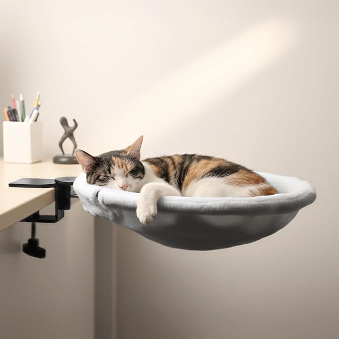 Adjustable Cat Desk Bed, Sunken Design Cat Hammock, Supports Up to 50 lbs by POMESEA