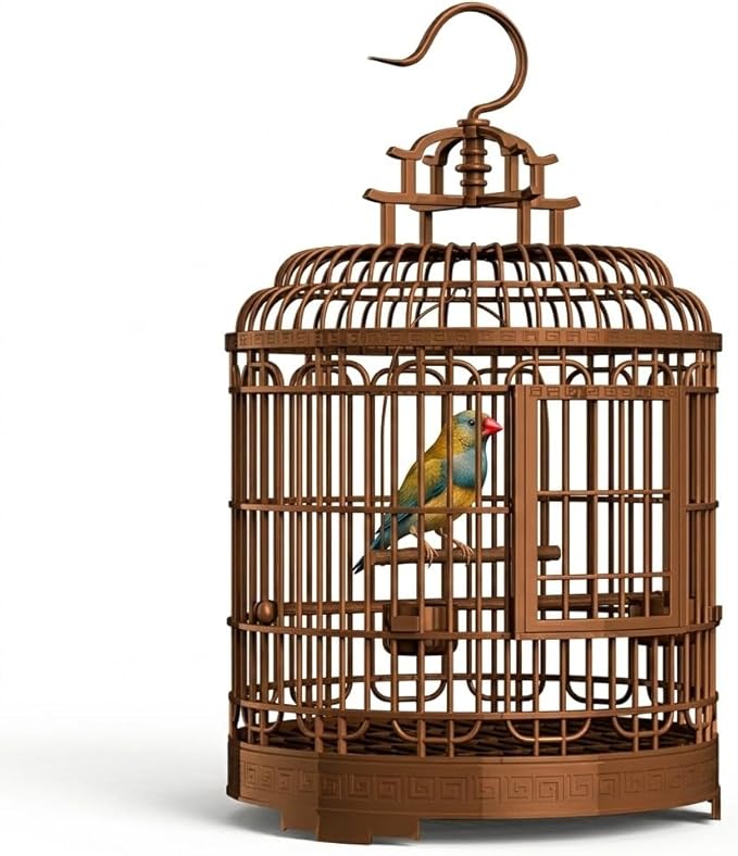 Large Portable Bird Cage Villa for Parrots, Retro Plastic Bird Carrier Travel by Milisten