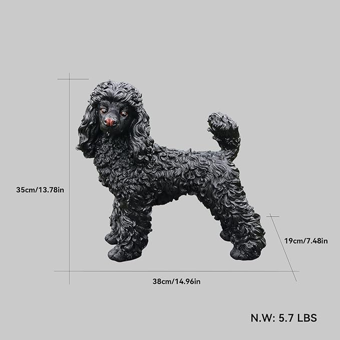 Black Poodle Dog Garden Statue - Image 4