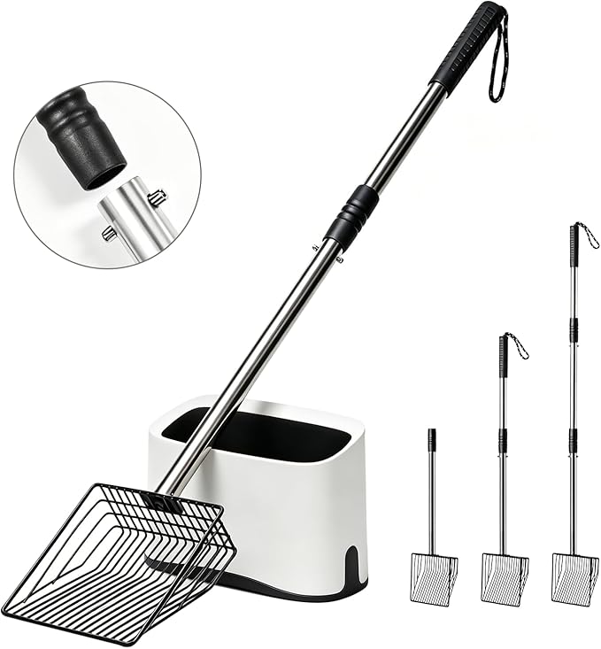 Cat Litter Scoop with Holder 43" Metal Litter Scooper with Stainless Steel Long by PETOCAT