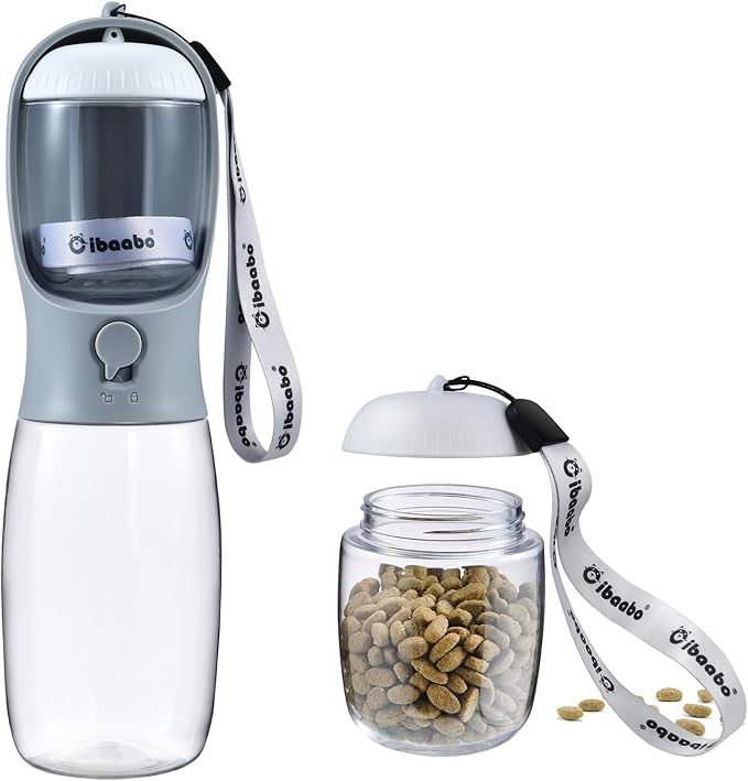 Cibaabo Dog Water Bottle with Food Container, Travel Puppy Water Bowl, Portable by Cibaabo