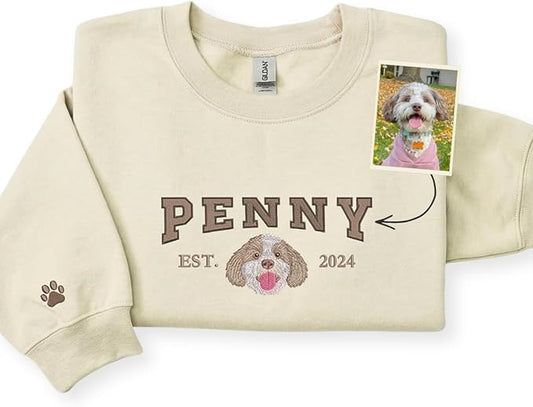 Custom Embroidered Sweatshirt Dog From Real Photo by EMBROLY