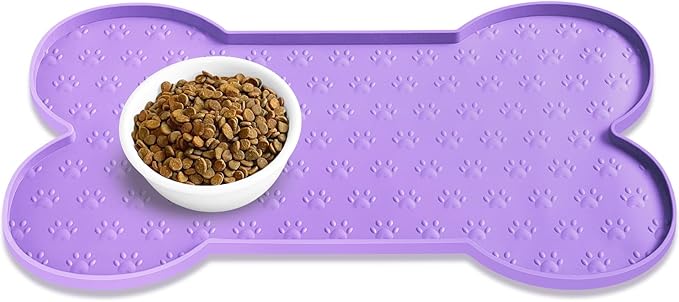 PWTAA Dog Food Mat Anti-Slip Silicone Dog Bowl Mat Thicker Pet Placemat by PWTAA
