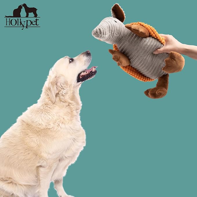Hollypet Plush Dog Squeaky Toy Stuffed Armadillo Animal Pet Puppy Chew Toys - Image 5