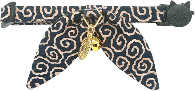 Bunny Ears Cat Collar, Japan Lucky ‘開三運’ Charm. Safety Breakaway Bowtie Kitten - Image 3