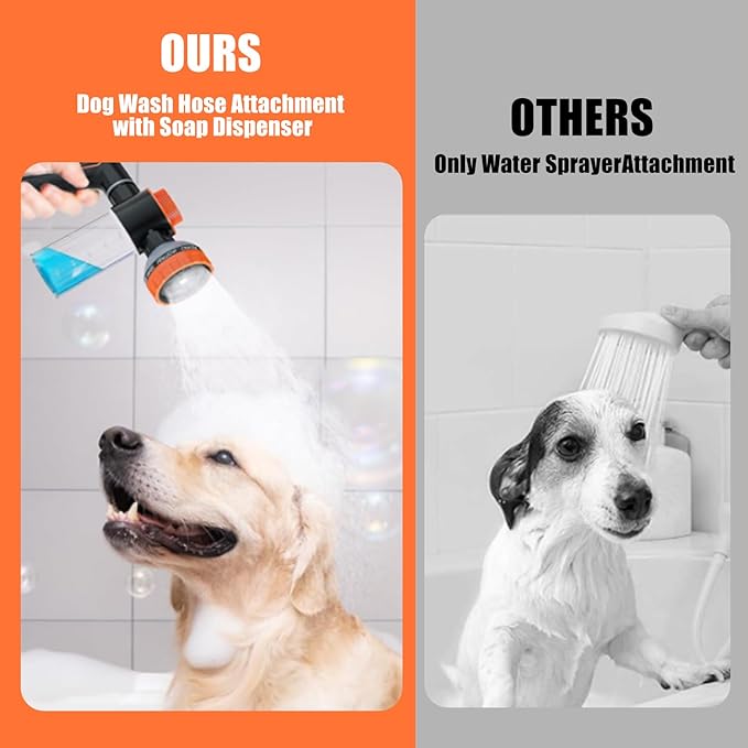 Dog Shower Attachment with Metal 3-Way Shower Diverter & 10inches Shower Hose - Image 4
