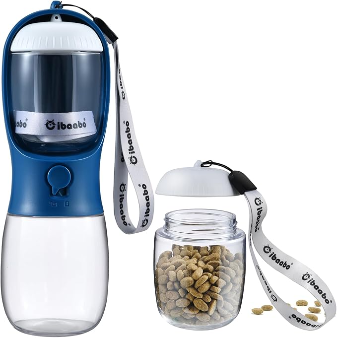 Cibaabo Dog Water Bottle with Food Container, Travel Puppy Water Bowl, Portable by Cibaabo