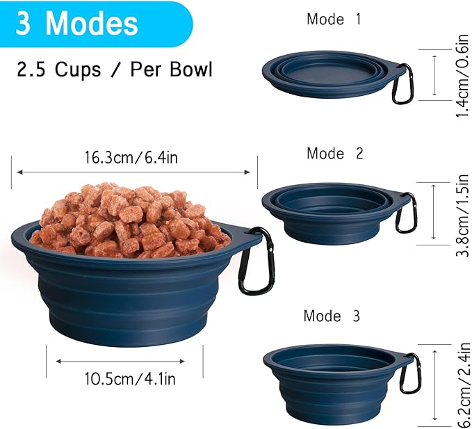 PetBonus 2-Pack Silicone Collapsible Dog Bowls, BPA Free Dishwasher Safe - Image 3