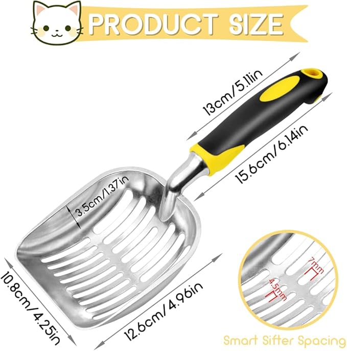 Cat Litter Scoop, Metal Cat Scooper, Rubber Handle Scoop, Sifting Shovel - Image 2