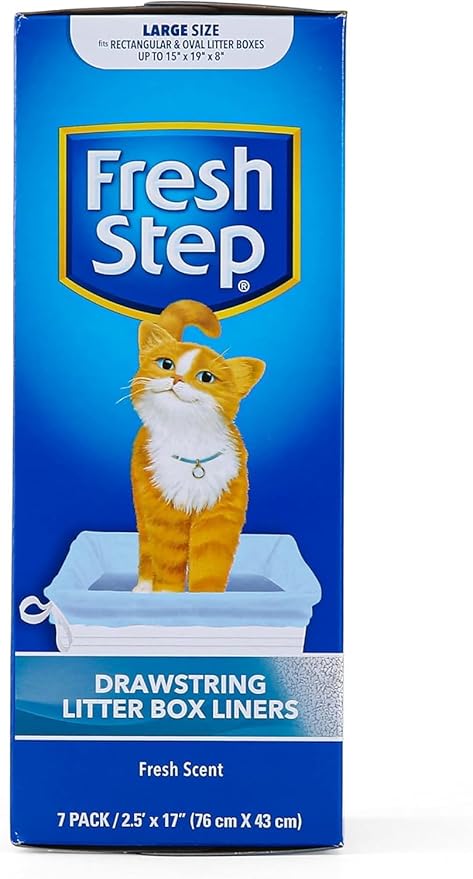 Fresh Step Drawstring Cat Litter Box Liners Scented Heavy Duty Large Oval - Image 2