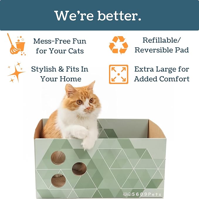 5609PETS Cat Scratching Box, Extra Large Refillable Double-Sided Scratch Pad - Image 4