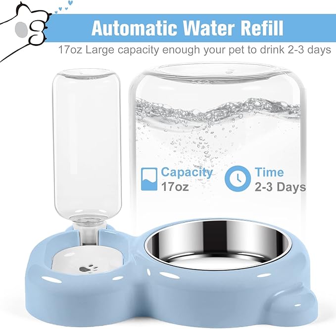 Double Dog Cat Bowls, Cat Food and Water Bowl Set - Image 2