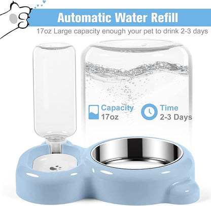 Double Dog Cat Bowls, Cat Food and Water Bowl Set - Image 2