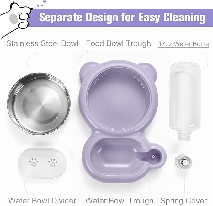 Double Dog Cat Bowls, Cat Food and Water Bowl Set - Image 3