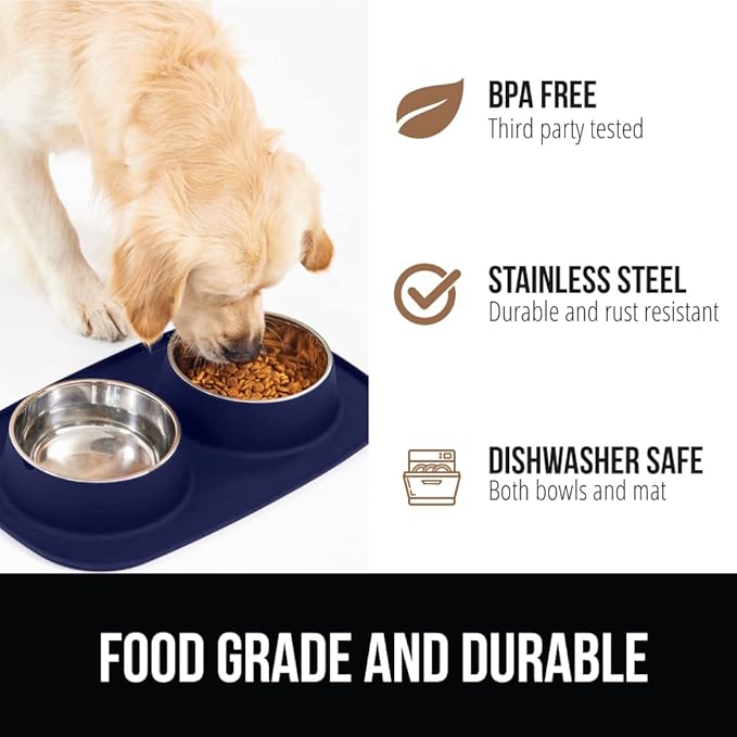 GORILLA GRIP Feeding Mat Bowl Set, 100% Waterproof BPA Free Silicone, 304 - Image 5