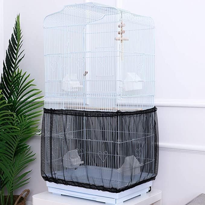 Adjustable Birdcage Seed Catcher Feather Catcher Bird Cage Cover Net Airy Soft - Image 5