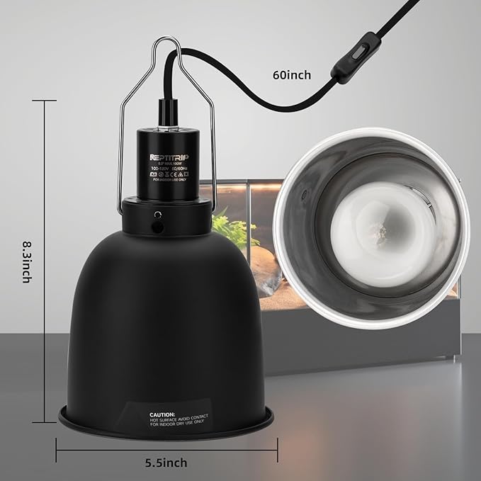 Reptile Light Fixture 5.5", Reptile Heat Lamp Max 100W, Reptile Tank Lighting - Image 3