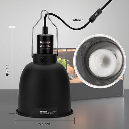 Reptile Light Fixture 5.5", Reptile Heat Lamp Max 100W, Reptile Tank Lighting - Image 3