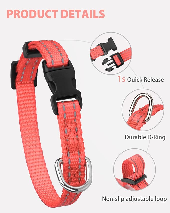 Joytale Puppy Collar, Feather-Light Double-Sided Reflective Nylon Collar - Image 4