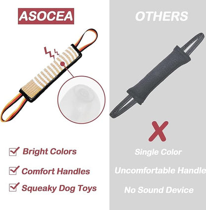ASOCEA Dog Tug Toy, Bite Jute Pillow Pull Toy Tough Squeaky Dog Toys - Image 5