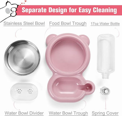 Double Dog Cat Bowls, Cat Food and Water Bowl Set - Image 3