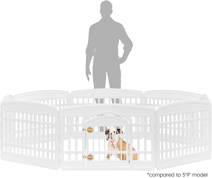 IRIS USA Dog Playpen with Door, 24” 8 Panel Pet Exercise Pen – Indoor Outdoor - Image 2