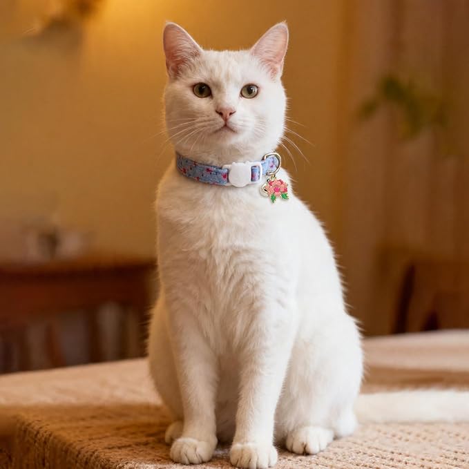 Cat Collars for Girl Cats & Boys, 2 Pack Soft Cotton Breakaway Collar - Image 3