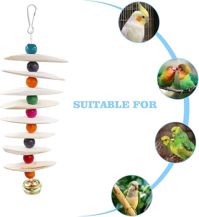 2 Pack Bird Toys with Cuttlebone, Parakeet Toys, Bird Beak Grinding Stone - Image 4