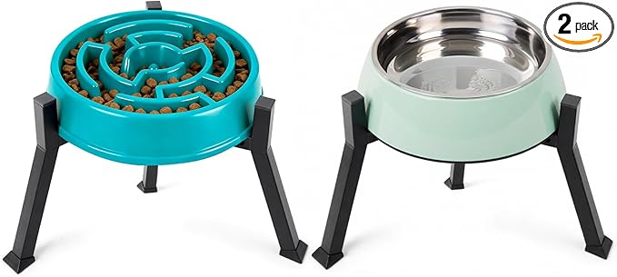 LOOBANI Raised Dog Bowl Stand: Adjustable Width Elevated Dog Bowl Stand Water by LOOBANI