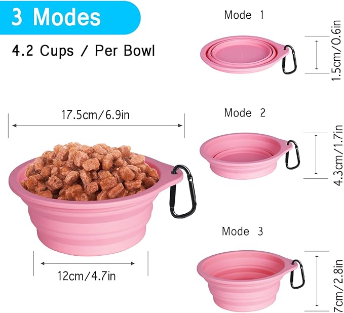 PetBonus 2-Pack Large Silicone Collapsible Dog Bowls, 34oz/1000ml BPA Free - Image 3